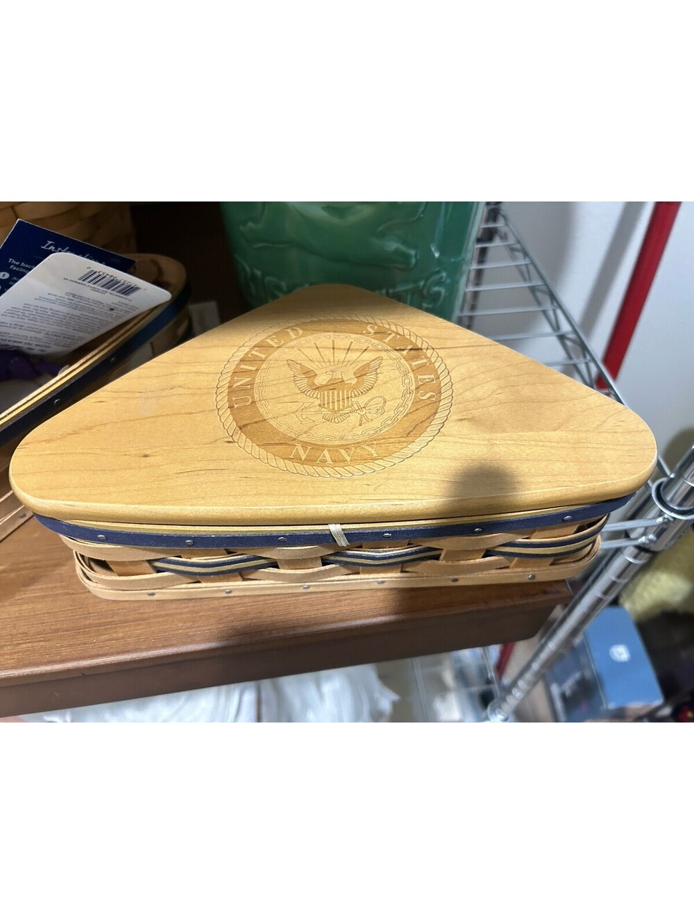 Longaberger Military Insignia US Navy Basket with Lid And Protector Rare!